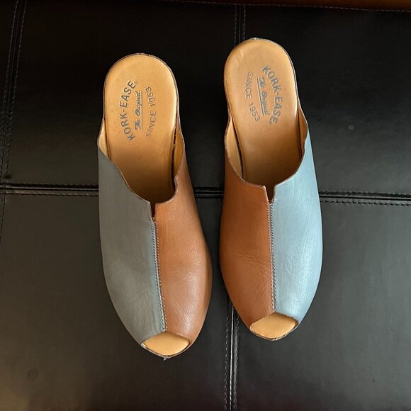 Kork-Ease leather peep toe wedge mules - Picture 1 of 4
